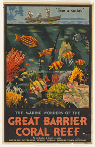 a poster promoting tourism on the Great Barrier Reef 1933