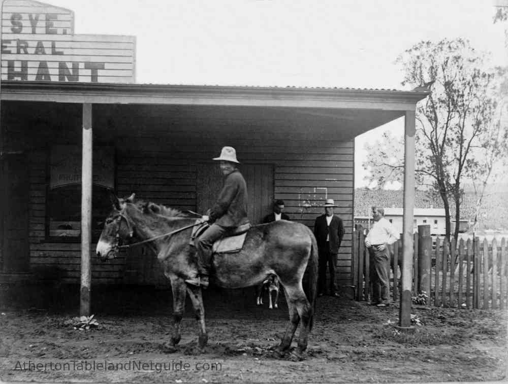 A horserider is pictured in front of Lee Sye's general store in Atherton in 1904