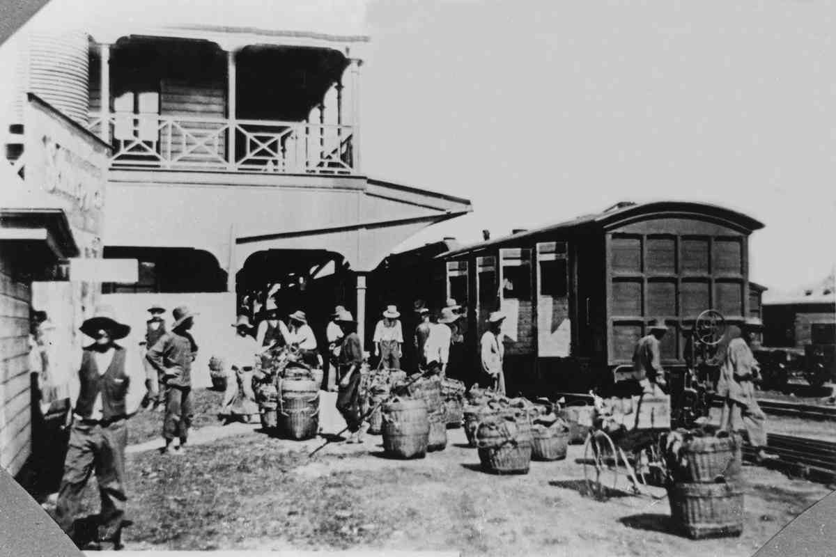 Chinese market gardeners at Cairns Railway Station