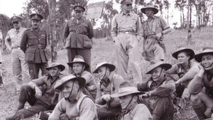 General Douglas watching a training exercise by the Australian 9th division on the Atherton Tablelands in WWII. Also seen is Lieutenant-General Morshead