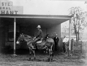 A horserider is pictured in front of Lee Sye's general store in Atherton in 1904