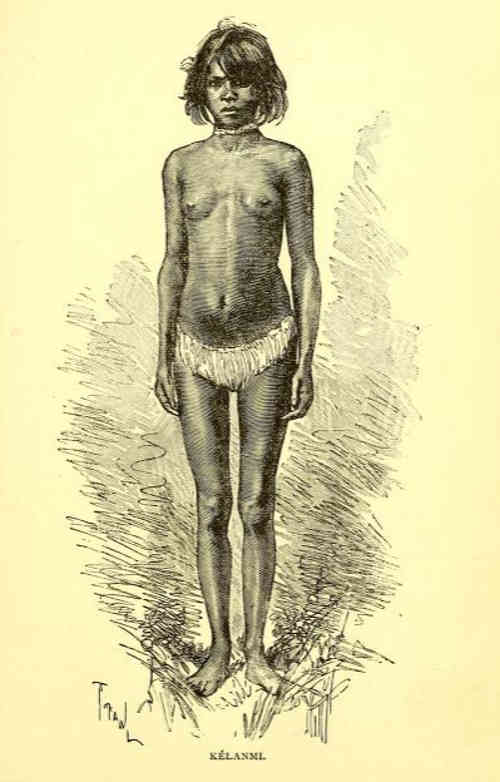 Kelanmi, a beautiful 12 year old girl offered to Lumholtz in marriage. Original illustration from 
Lumholtz, 1889.