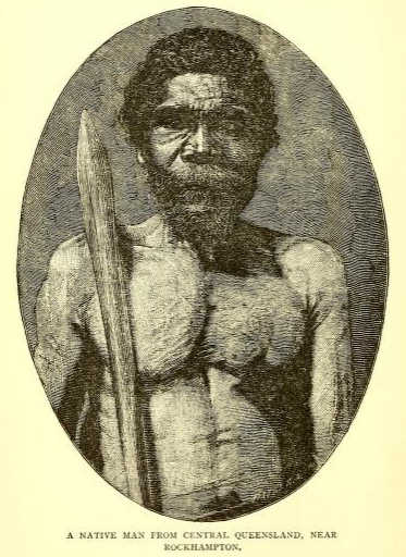 Sketch of an Australian aboriginal man near Rockhampton, Queensland. Original illustration from Lumholtz, 1889
style=