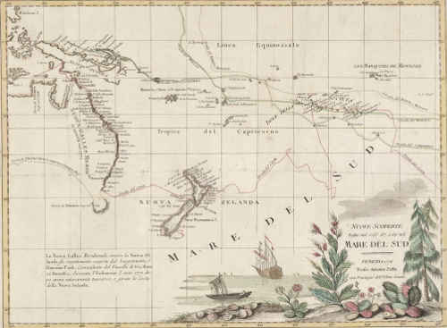 map of New Zealand and Australia using 
   Cook's charts